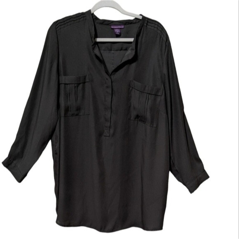 Beverly drive shear blouse olive military green roll sleeves women's 16/18W